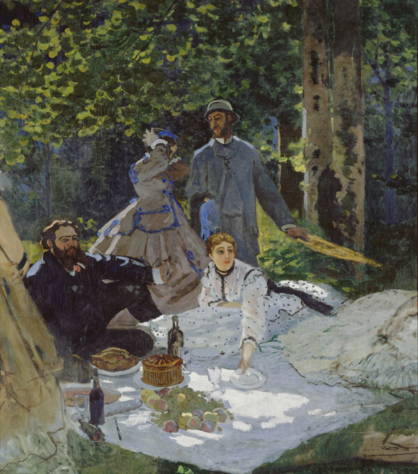 LuncheonontheGrassCentralpanel1865法国画家克劳德.莫奈oscarclaudeMonet风景油画装饰画