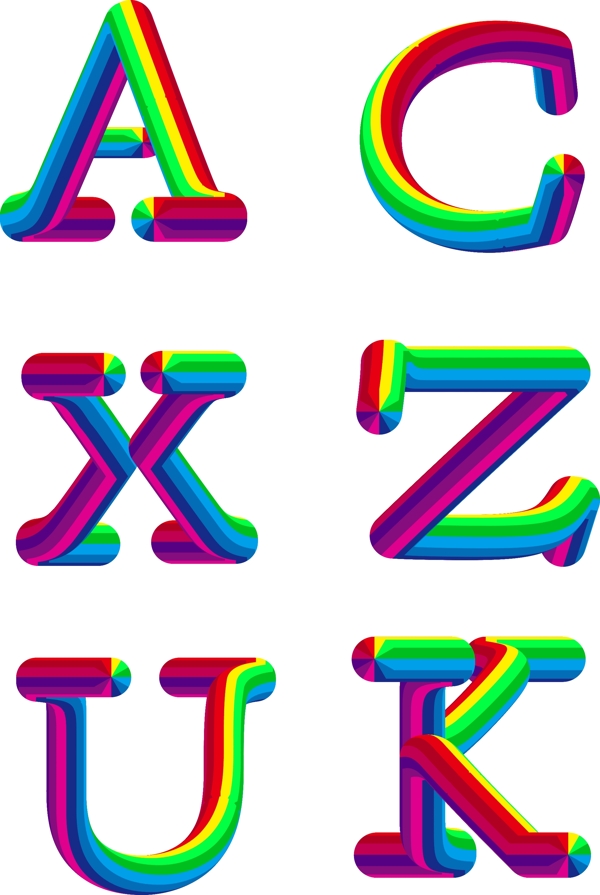 可爱彩虹糖字母元素可商用
