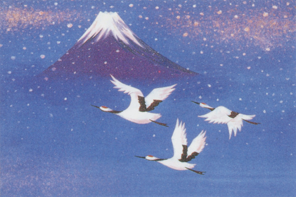 富士山仙鹤图片