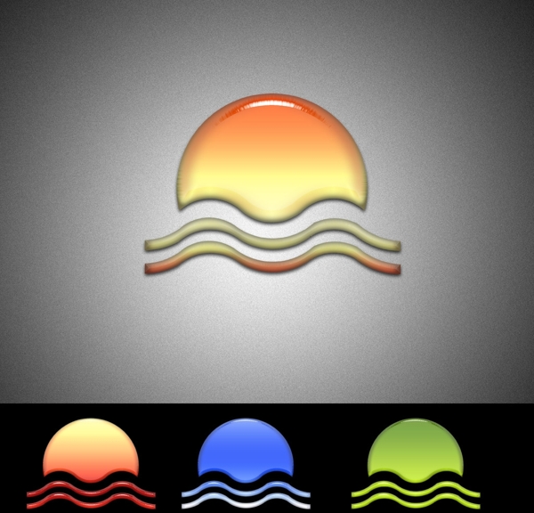 太阳日出海水水晶logo设计图片