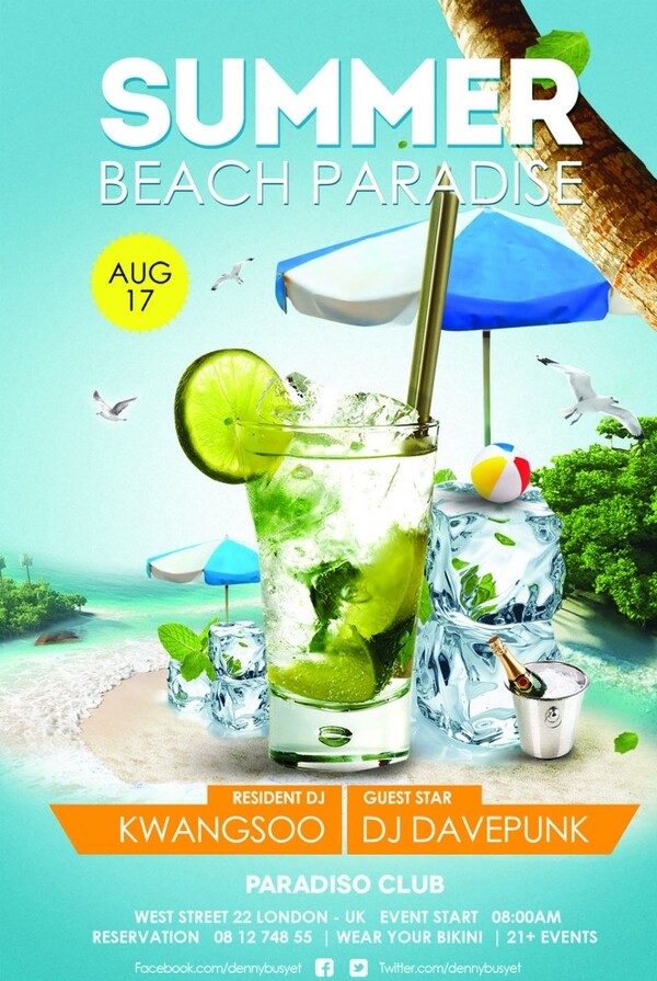 海滩派对海报广告图片