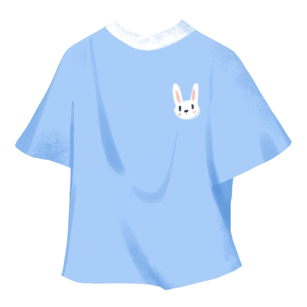 夏日蓝色兔兔可爱印花短袖