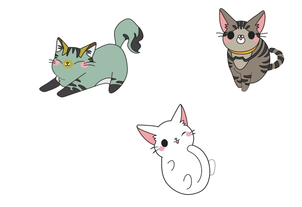 卡通矢量小猫图案设计