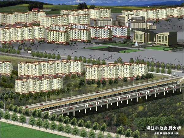 渠江市商贸大桥建筑设计分层套图PSD0048