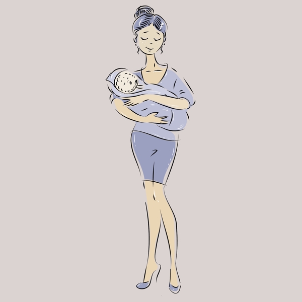 抱着婴儿的女人