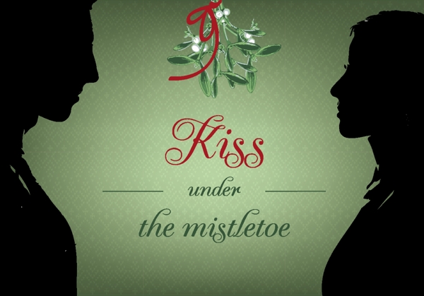 圣诞节槲寄生下亲吻自由矢量