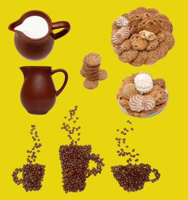 咖啡奶茶饼干创意图片