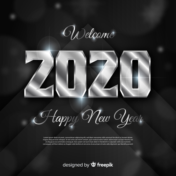 银色2020年新年艺术字
