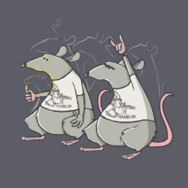 印花矢量图动物图案老鼠色彩灰色免费素材