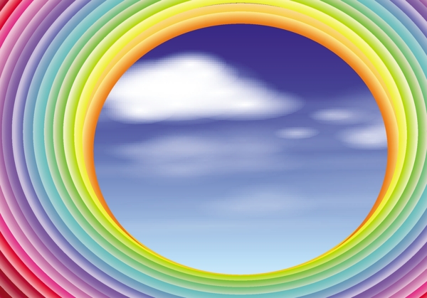 RainbowSlinky与天空场景的插图