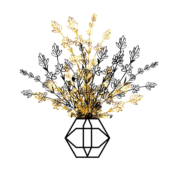 金箔装饰花瓶元素图片