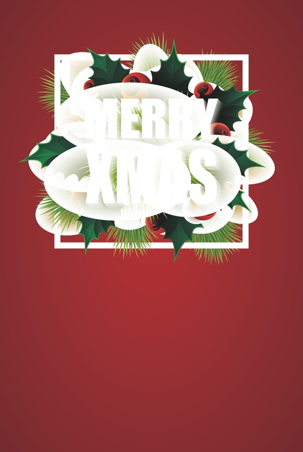 红色圣诞果树圣诞艺术字海报背景素材
