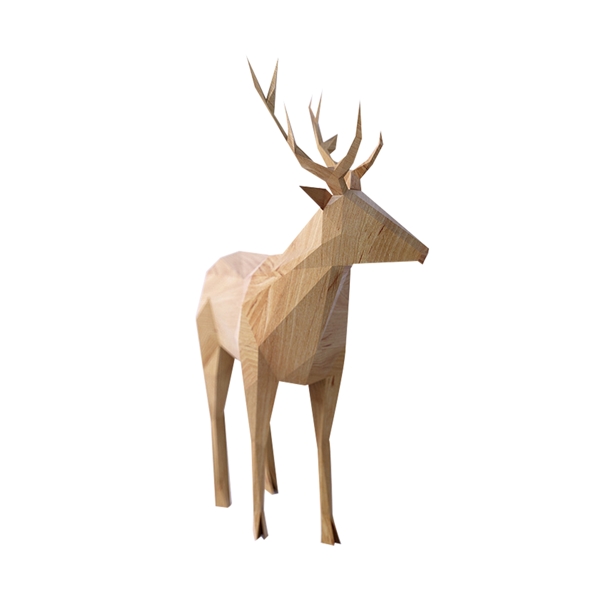 木刻的麋鹿雕像素材可商用