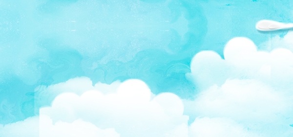 手绘水彩的蓝天白云背景