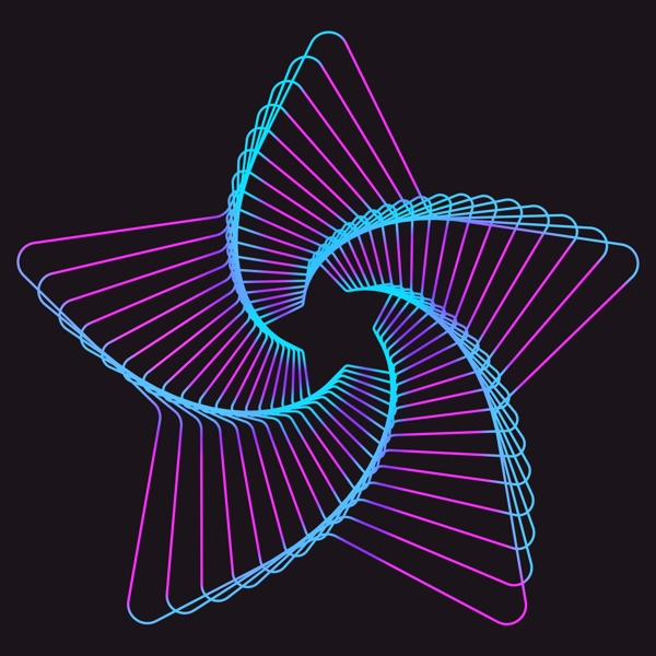 商用科技风渐变线条元素五角星波纹装饰图案