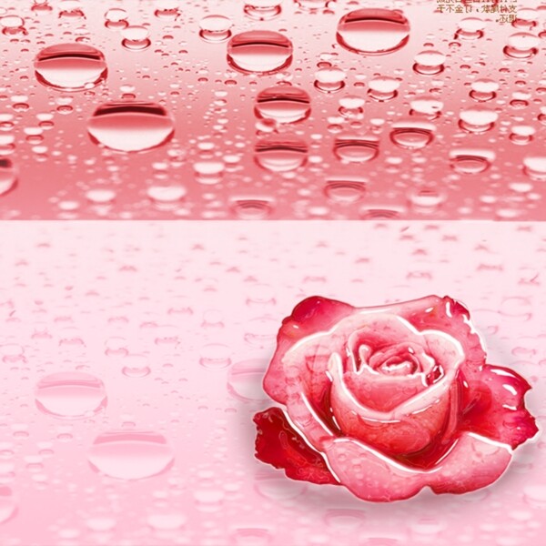 淘宝护肤品浪漫水珠玫瑰花背景
