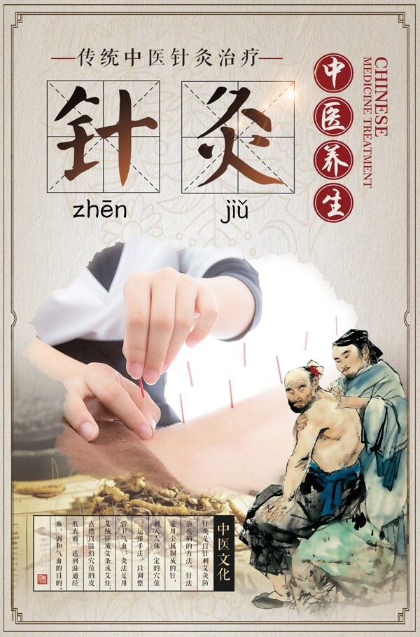 中国风中医养生针灸宣传海报