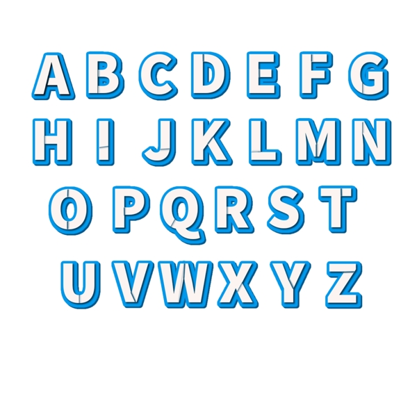 蓝色微立体声简单字母表