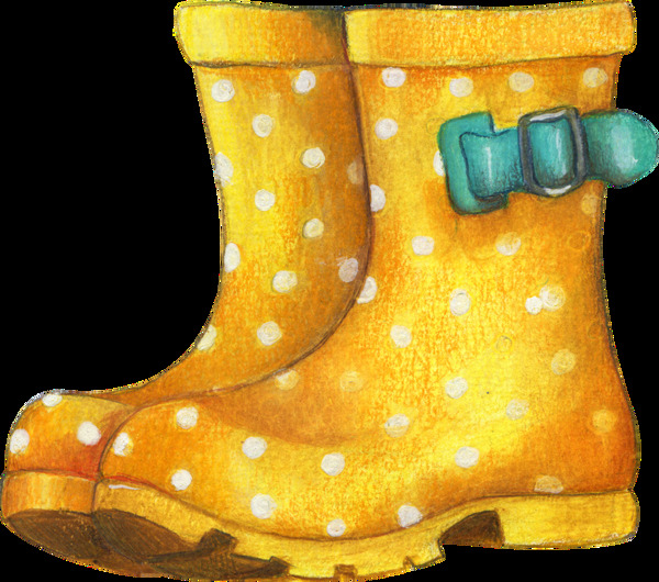 黄色冬季雪地靴透明素材