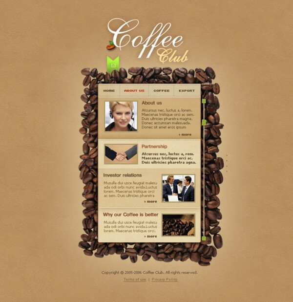 美食餐厅棕色背景网页模版咖啡咖啡豆人物图片