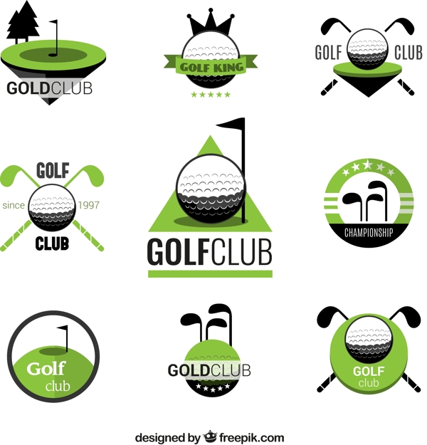 9款精致高尔夫俱乐部标志矢量图