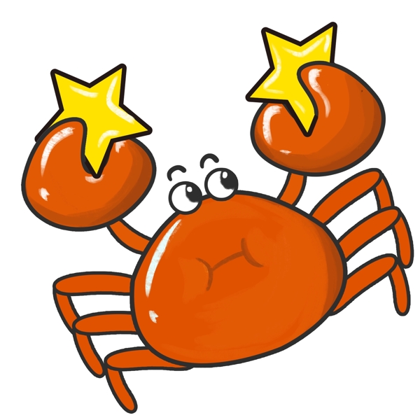 抓着星星的小螃蟹插画