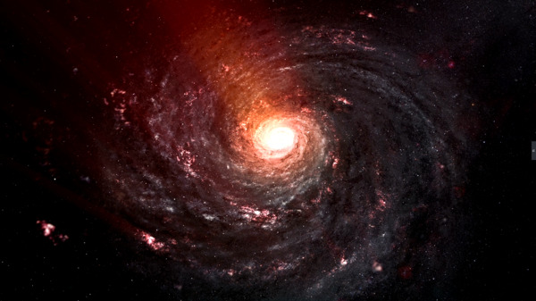 震撼大气宇宙银河系红光旋涡扭曲粒子飘浮星系规律高清视频实拍