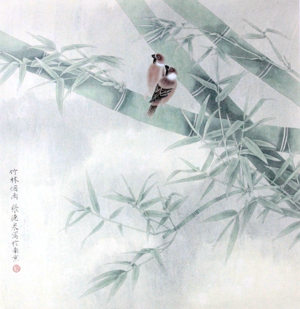 竹林烟雨图片