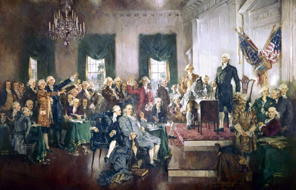 油画签署美国宪法图片