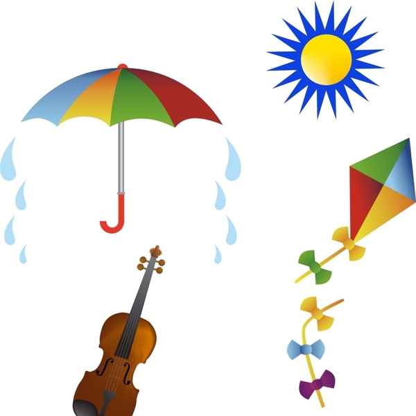 雨伞风筝小提琴太阳