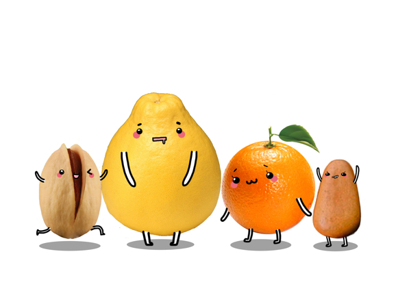 卡通松子开心果橘子柚子图片
