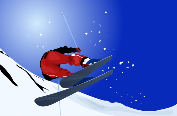 插图插画滑雪浪漫时尚