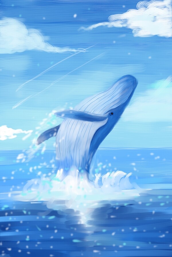鲸鱼破天唯美海报