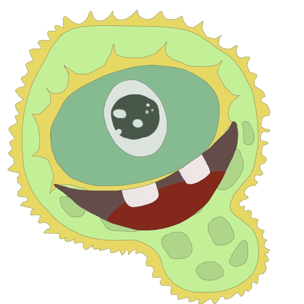 绿色眼睛细菌插画