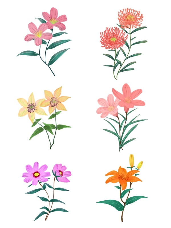 创意小清新手绘风花卉素材
