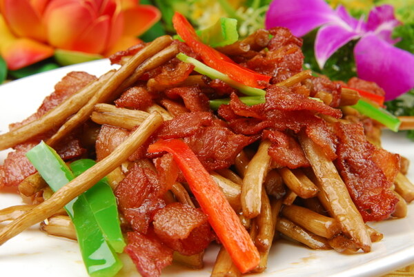 茶树菇炒肉图片