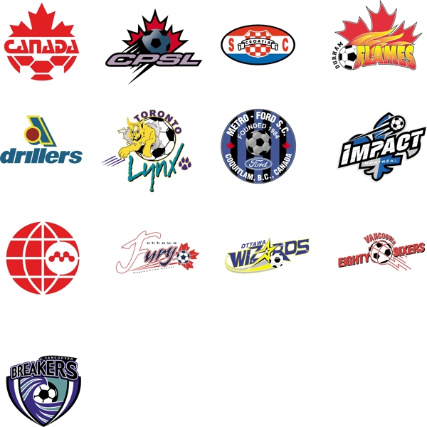 全球2487个足球俱乐部球队标志加拿大图片