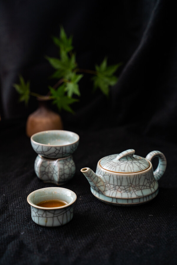 茶具茶杯瓷器复古背景海报素材图片
