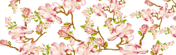 手绘绘画桃花树枝装饰画