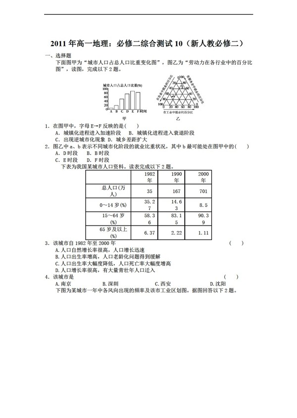 地理人教版高一必修二综合测试10必修二