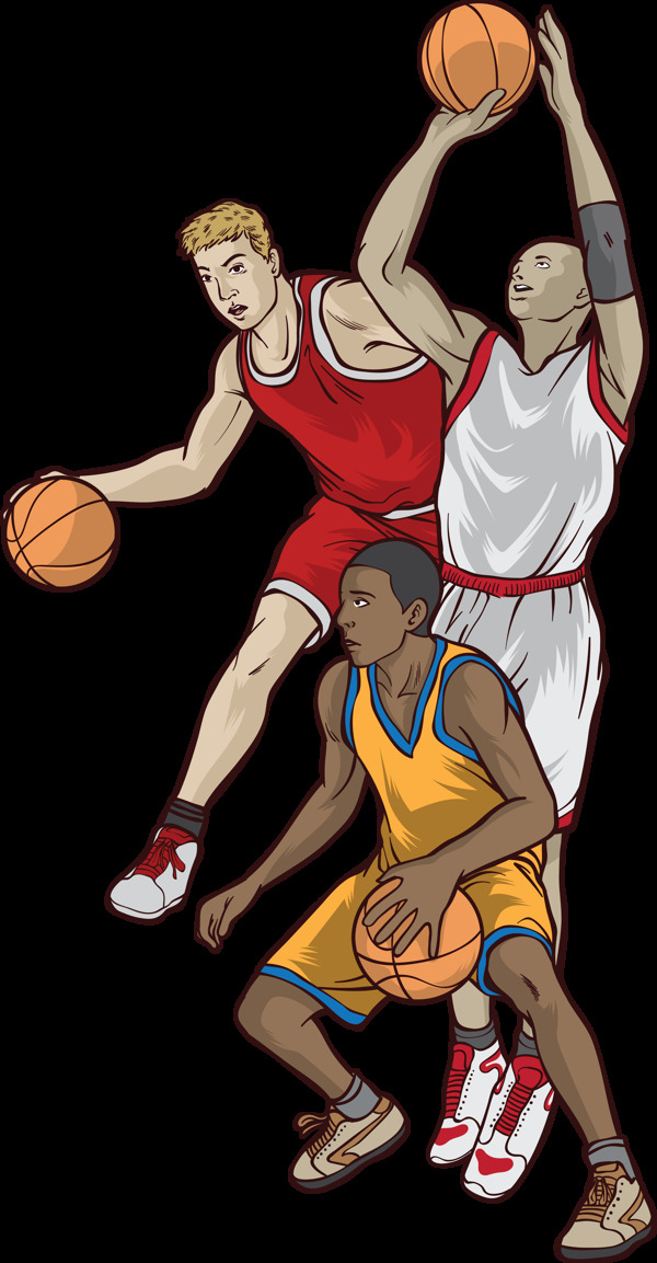 手绘篮球运动员免抠png透明图层素材