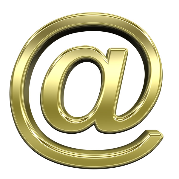 邮件标志从闪亮的金色字母集