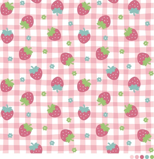 田园风草莓格子布料印花
