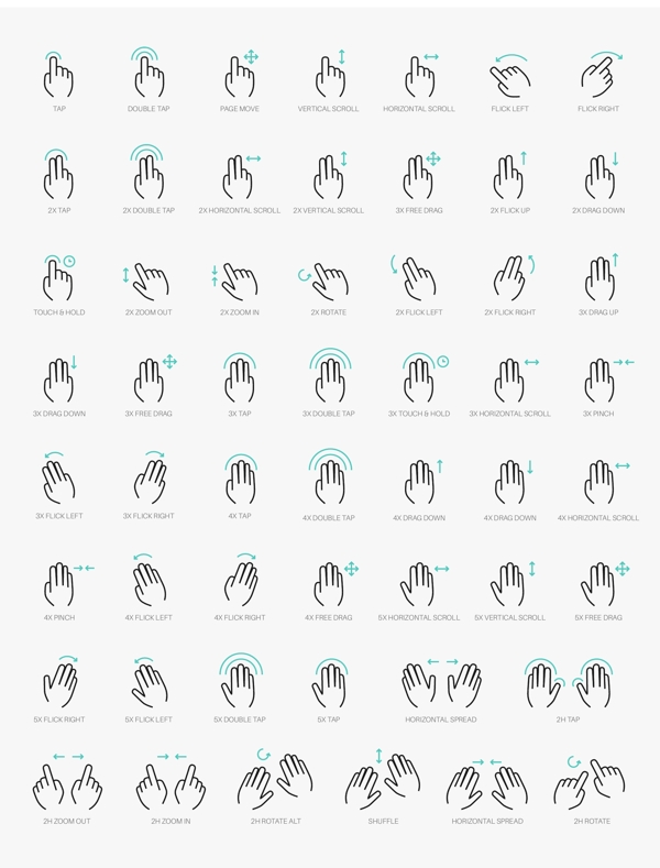 收集56个姿态优美的手势图标