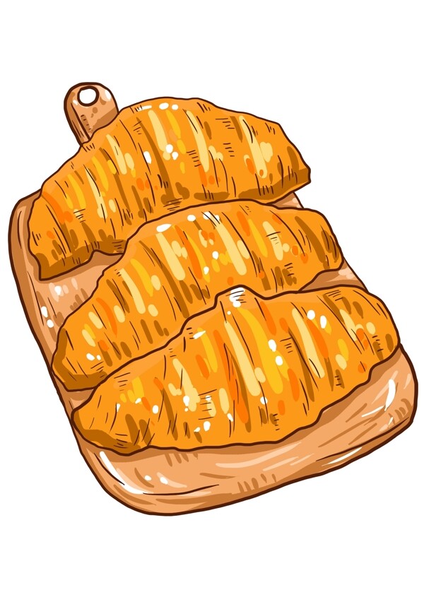 手绘卡通可爱面包食物插画