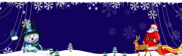 蓝色雪人圣诞节圣诞快乐banner背景
