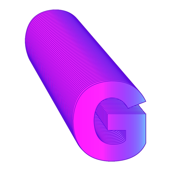 紫色G艺术字元素素材