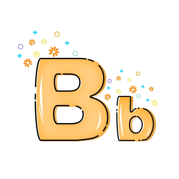 MBE简约可爱艺术字母大写B小写b可商用元素