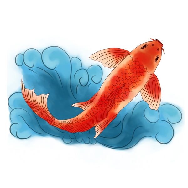 中国风红色鲤鱼设计元素