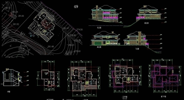 别墅建筑CAD施工图图片